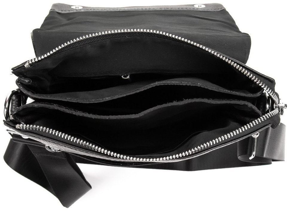 Черная мужская сумка на плечо из фактурной кожи Tiding Bag 77525 modnotak фото №8