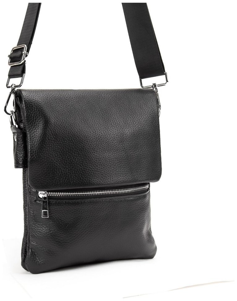 Черная мужская сумка на плечо из фактурной кожи Tiding Bag 77525 modnotak фото №9