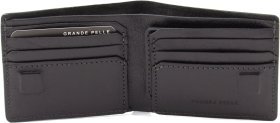 Черное мужское портмоне из гладкой итальянской кожи на магнитах Grande Pelle 67825