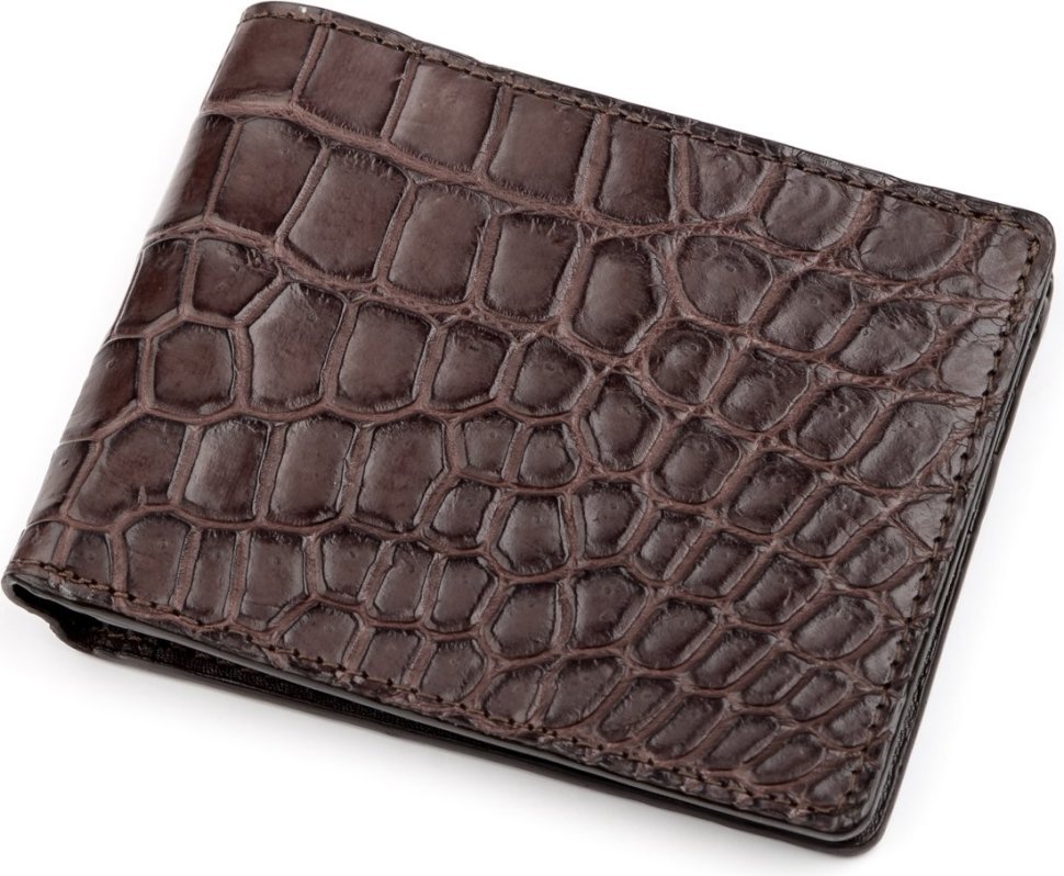 Коричневий гаманець з фактурної крокодилової шкіри CROCODILE LEATHER (024-18234)