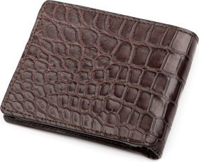 Коричневый кошелек из фактурной крокодиловой кожи CROCODILE LEATHER (024-18234)