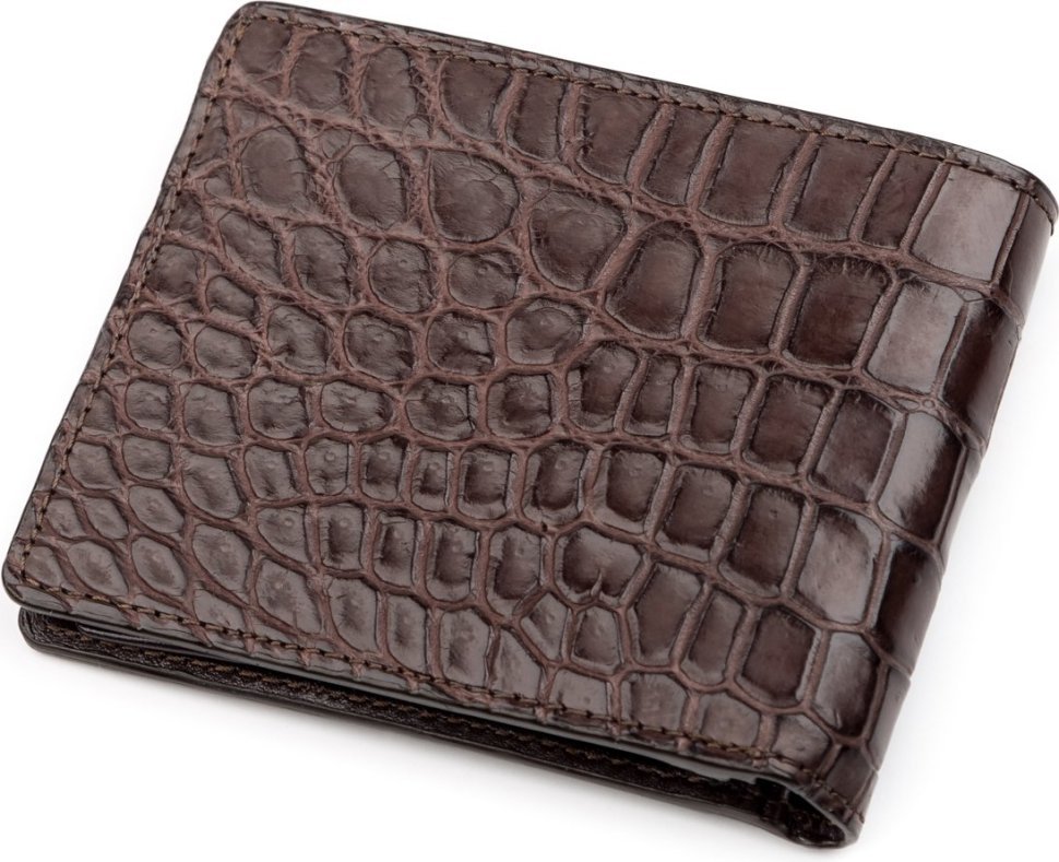 Коричневый кошелек из фактурной крокодиловой кожи CROCODILE LEATHER (024-18234) modnotak фото №2