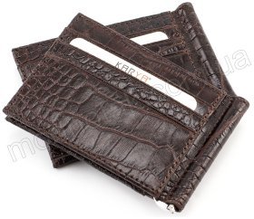 Коричневый кожаный зажим для денег KARYA (0956-57)