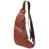 Городская мужская сумка-слинг из фактурной кожи коричневого цвета Vintage 98125 modnotak фото - 2