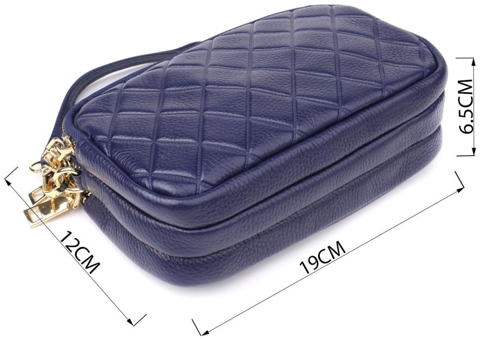 Компактная женская сумка на три отделения на каждый день из фактурной кожи Vintage 98225 синего цвета фото №4 Компактная женская сумка на три отделения на каждый день из фактурной кожи Vintage 98225 синего цвета modnotak фото №4