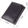 Компактное мужское портмоне из черной гладкой кожи без монетницы на кнопке Tony Perotti 108525 modnotak фото - 3