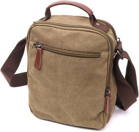 Мужская текстильная сумка-барсетка оливкового цвета Vintage 2422238