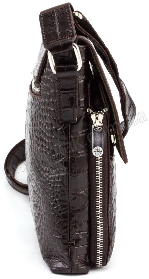 Чоловіча шкіряна сумка з фактурою під крокодила KARYA (0794-57)