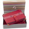 Красный женский кошелек из натуральной кожи со светлой строчкой Visconti Malabu 68825 - 9