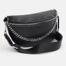 Недорогая женская кожаная сумка черного цвета с текстильным ремешком Borsa Leather (59125) - 2