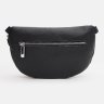 Недорога жіноча шкіряна сумка чорного кольору з текстильним ремінцем Borsa Leather (59125) - 4