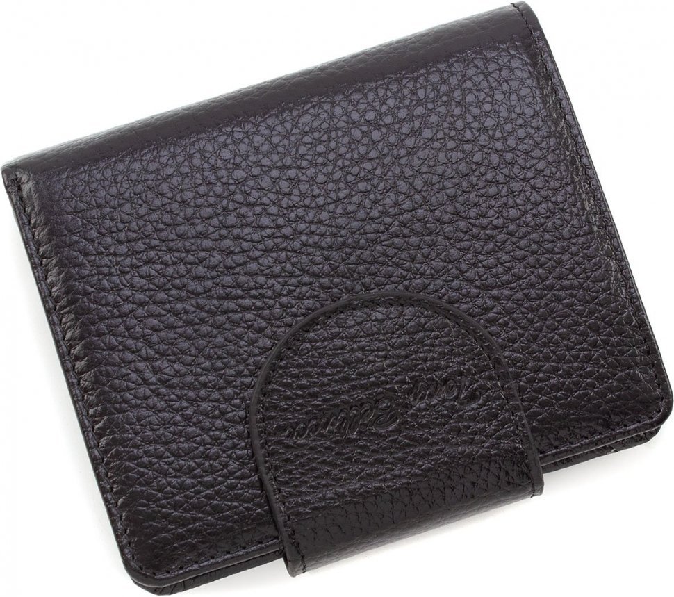 Чорний гаманець з натуральної шкіри з вираженою зернистістю Tony Bellucci (12433)