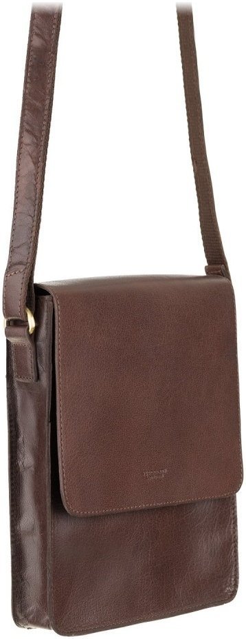 Чоловіча сумка середнього розміру із натуральної шкіри коричневого кольору з клапаном Visconti Skyler 69225