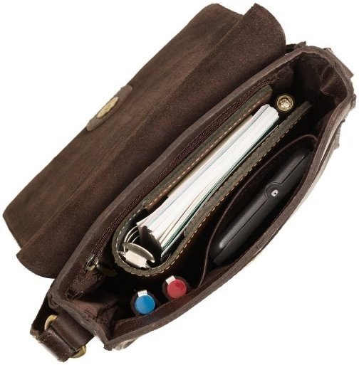 Чоловіча сумка середнього розміру із натуральної шкіри коричневого кольору з клапаном Visconti Skyler 69225
