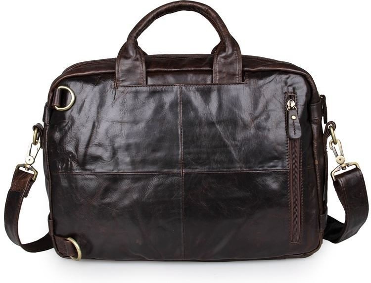 Чоловіча сумка-трансформер темно-коричневого кольору із натуральної шкіри John McDee (19750)
