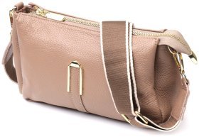Середня жіноча сумка через плече з натуральної шкіри бежевого кольору Vintage 2422289