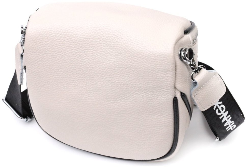 Женская сумка через плечо натуральной кожи молочного цвета Vintage 2422389
