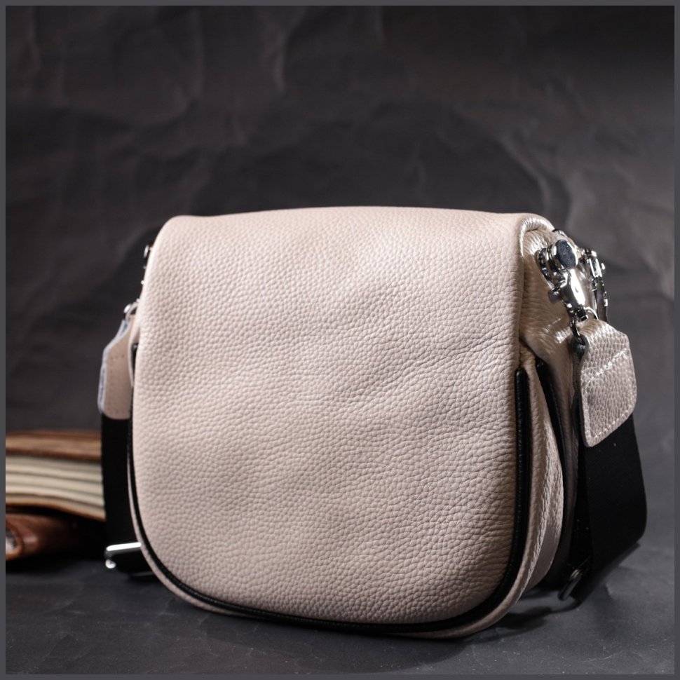 Женская сумка через плечо натуральной кожи молочного цвета Vintage 2422389
