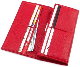 Красный кожаный кошелек на магнитной фиксации ST Leather (16808)