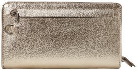 Золотистий жіночий гаманець-клатч із натуральної шкіри з кистьовим ремінцем Desisan 80926