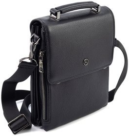 Чоловіча вертикальна шкіряна сумка-барестка з ручкою та плечовим ременем HT Leather 111026