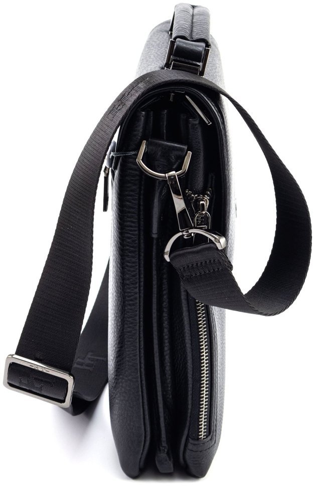 Мужская вертикальная кожаная сумка-барестка с ручкой и плечевым ремнем H.T Leather 111026 modnotak фото №2