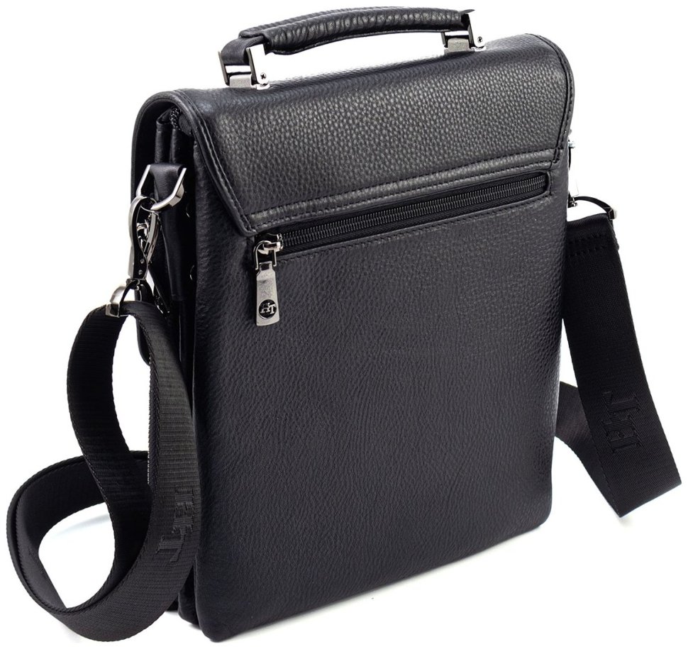 Мужская вертикальная кожаная сумка-барестка с ручкой и плечевым ремнем H.T Leather 111026 modnotak фото №4