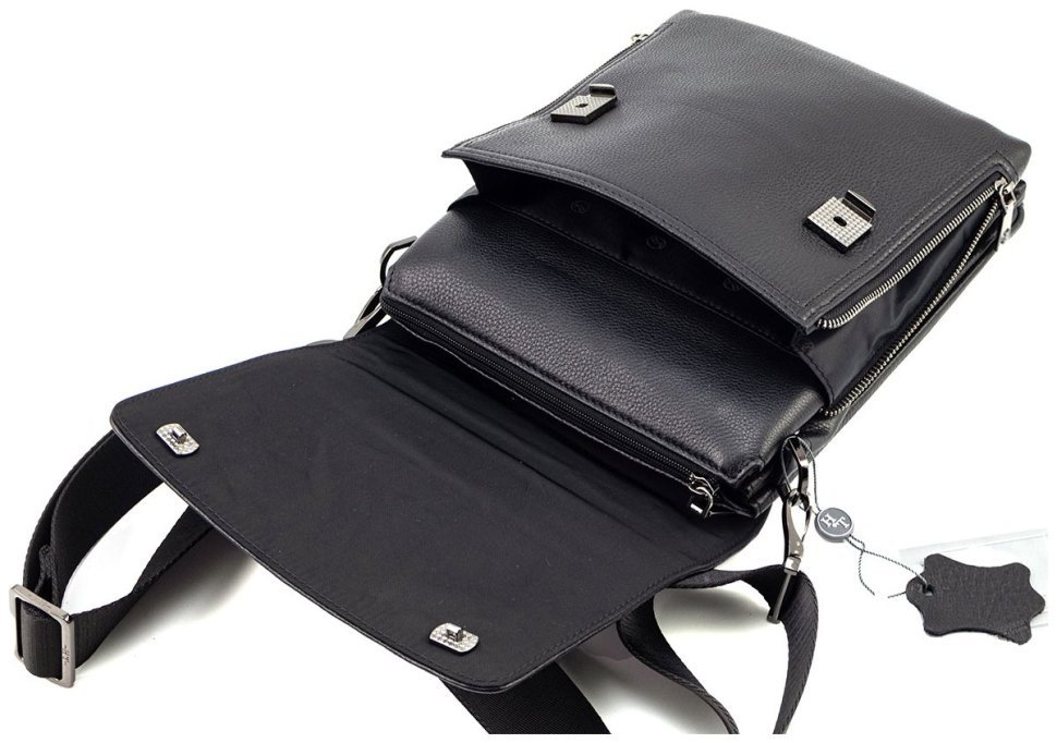 Мужская вертикальная кожаная сумка-барестка с ручкой и плечевым ремнем H.T Leather 111026 modnotak фото №10