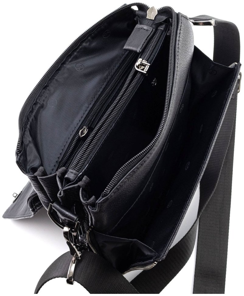 Мужская вертикальная кожаная сумка-барестка с ручкой и плечевым ремнем H.T Leather 111026 modnotak фото №12