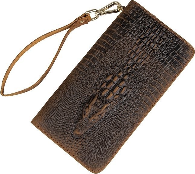 Оригинальный мужской кожаный клатч с фактурой под крокодила VINTAGE STYLE (14366)