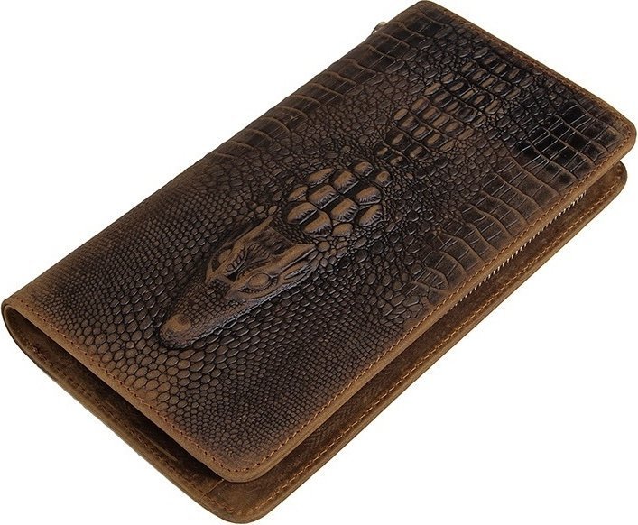 Оригінальний чоловічий шкіряний клатч з фактурою під крокодила VINTAGE STYLE (14366)