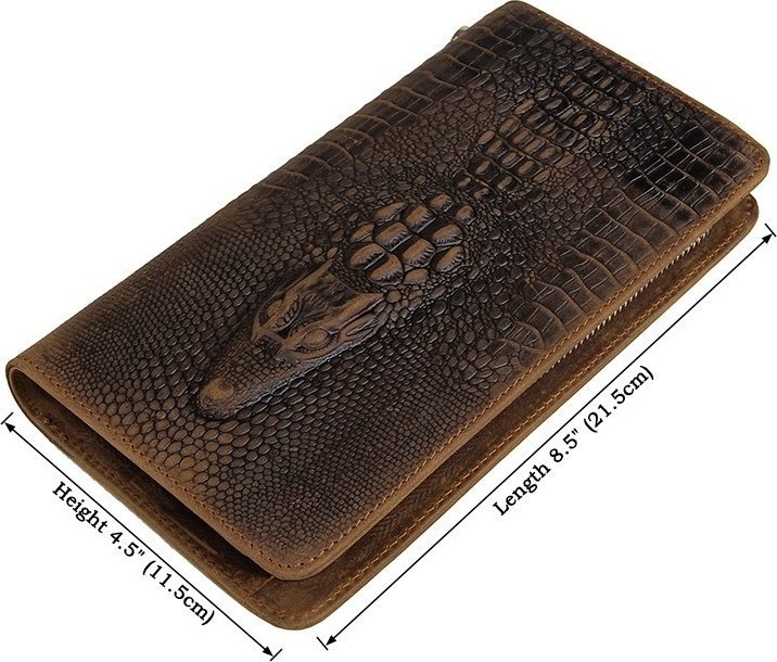 Оригинальный мужской кожаный клатч с фактурой под крокодила VINTAGE STYLE (14366)