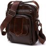 Темно-коричневая мужская небольшая сумка-барсетка из натуральной кожи Vintage (20691) - 1