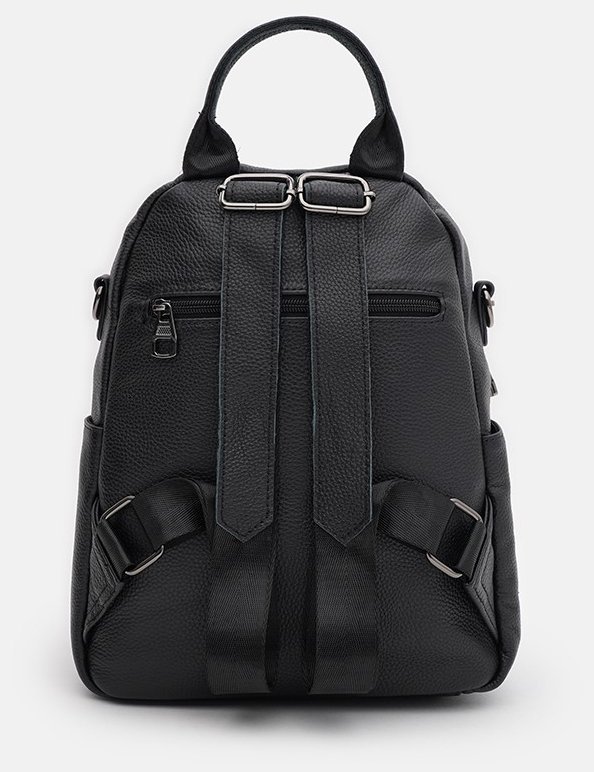 Жіночий рюкзак-сумка з натуральної шкіри флотар чорного кольору Keizer 71526