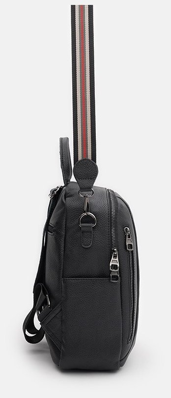 Женский рюкзак-сумка из натуральной кожи флотар черного цвета Keizer 71526