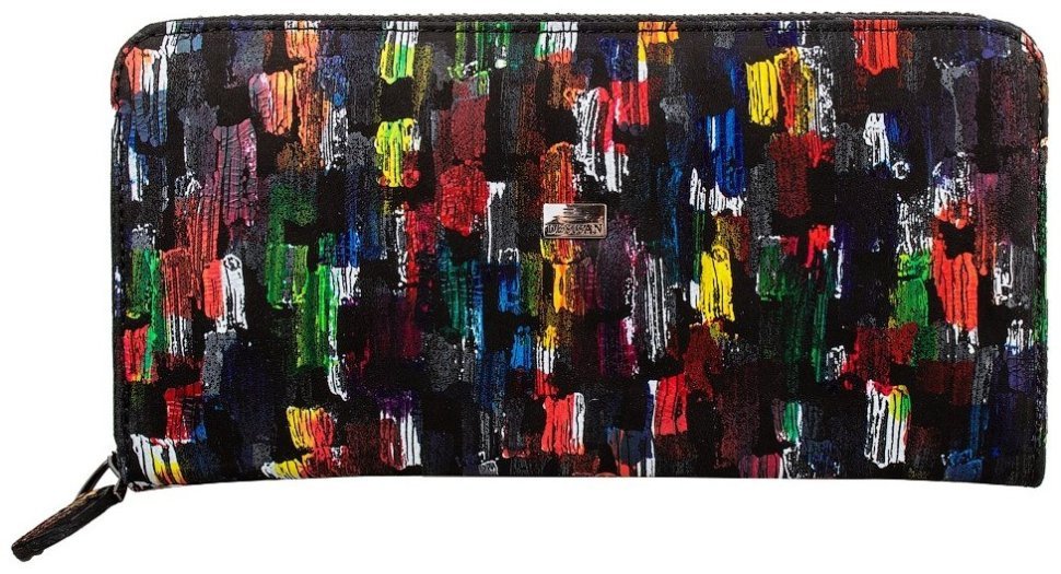 Женский кожаный кошелек большого размера с разноцветным принтом Desisan 81526 modnotak фото №1