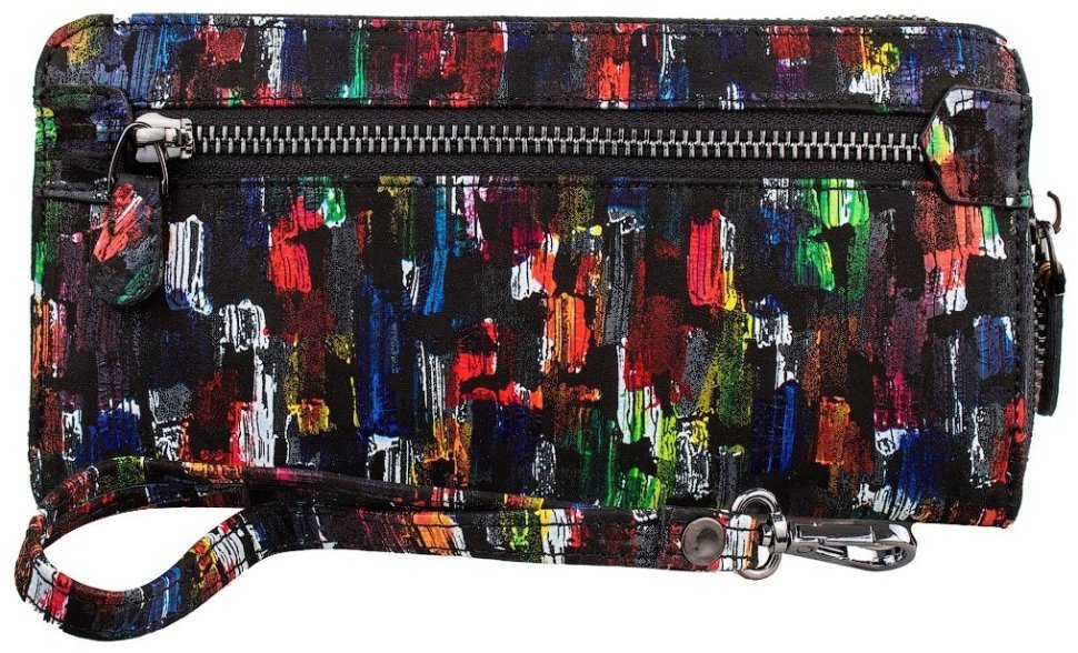 Женский кожаный кошелек большого размера с разноцветным принтом Desisan 81526 modnotak фото №2