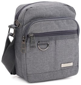 Недорога чоловіча текстильна сумка на плече у сірому кольорі Monsen 71626