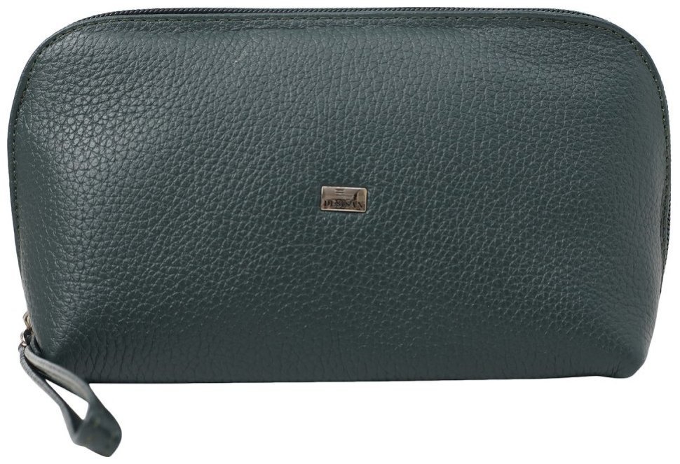 Женская косметичка из натуральной фактурной кож зеленого цвета Desisan 81626 modnotak фото №1