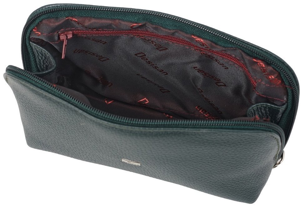 Женская косметичка из натуральной фактурной кож зеленого цвета Desisan 81626 modnotak фото №4