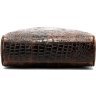 Вертикальная кожаная сумка коричневого цвета с фактурой под крокодила VINTAGE STYLE (14710) - 2