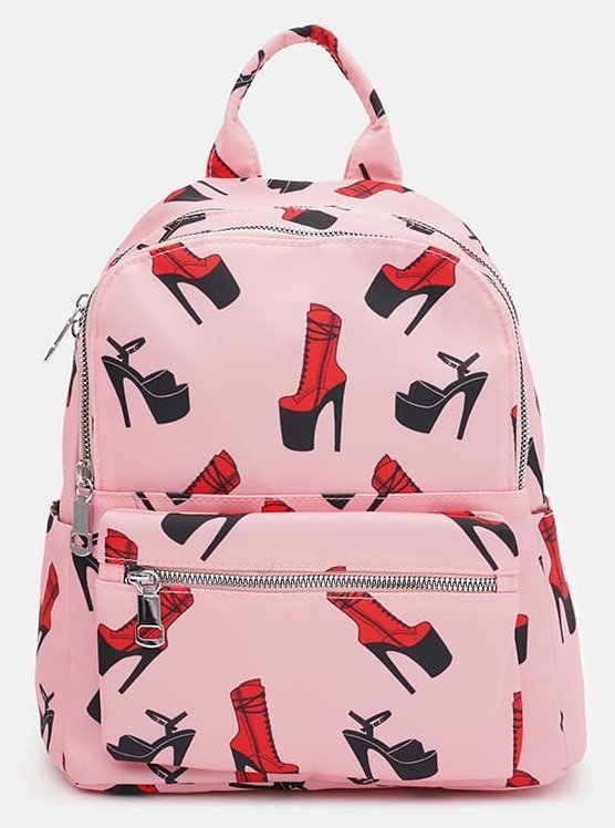 Розовый женский рюкзак из текстиля с принтом Monsen 71826