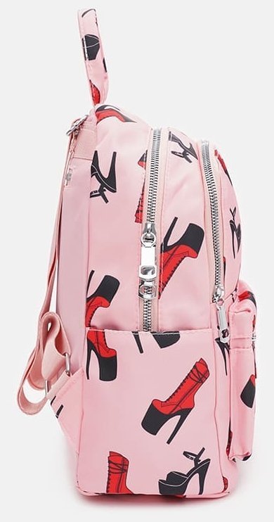 Розовый женский рюкзак из текстиля с принтом Monsen 71826