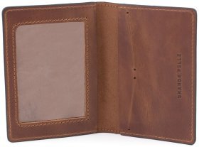 Кожаная обложка для военного билета с надписью ЗСУ в виде герба Украины - Grande Pelle (13178)