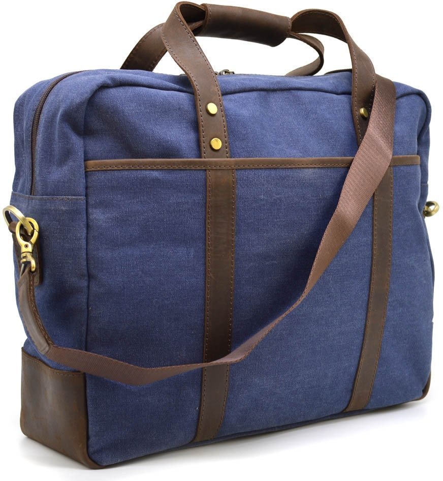 Синяя текстильная мужская сумка с секцией под ноутбук 15 дюймов TARWA (19939)