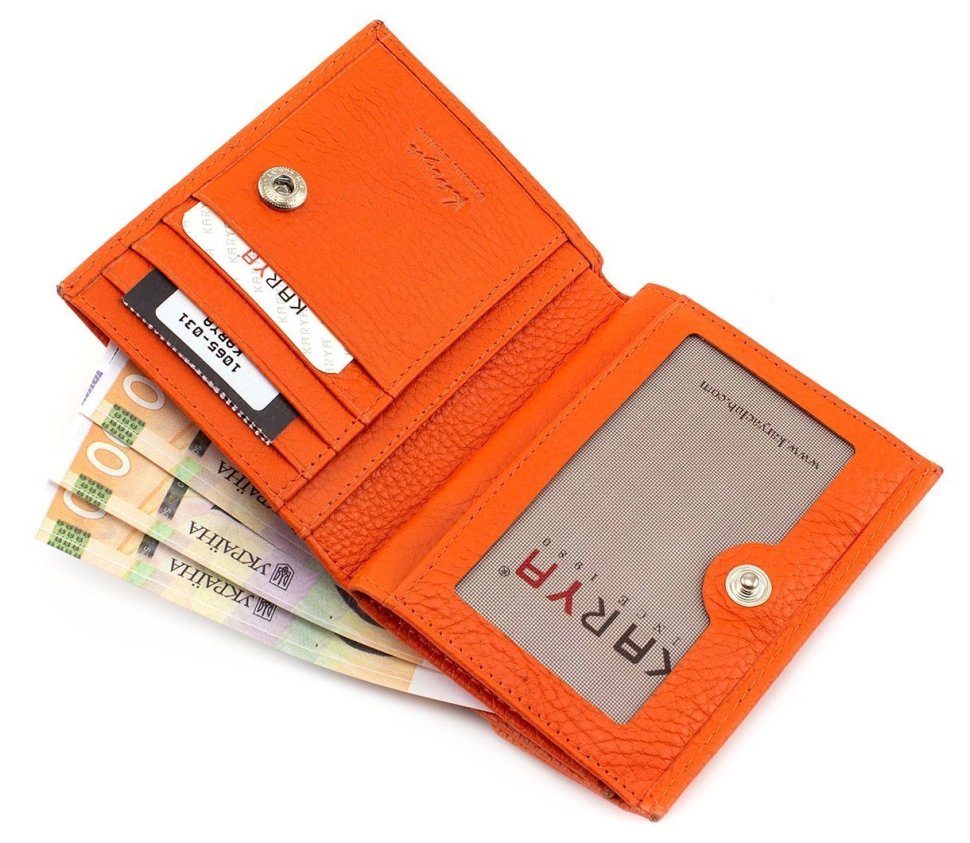 Оригінальна шкіряне портмоне оранжевого кольору KARYA (1065-031)