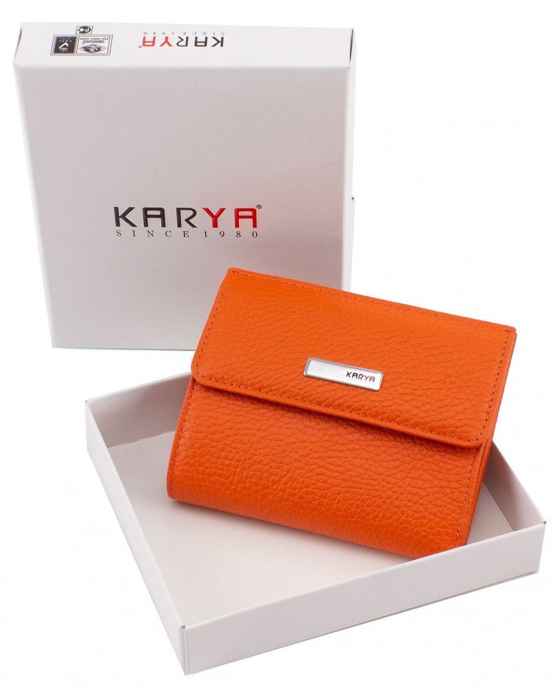 Оригинальное кожаное портмоне оранжевого цвета KARYA (1065-031)