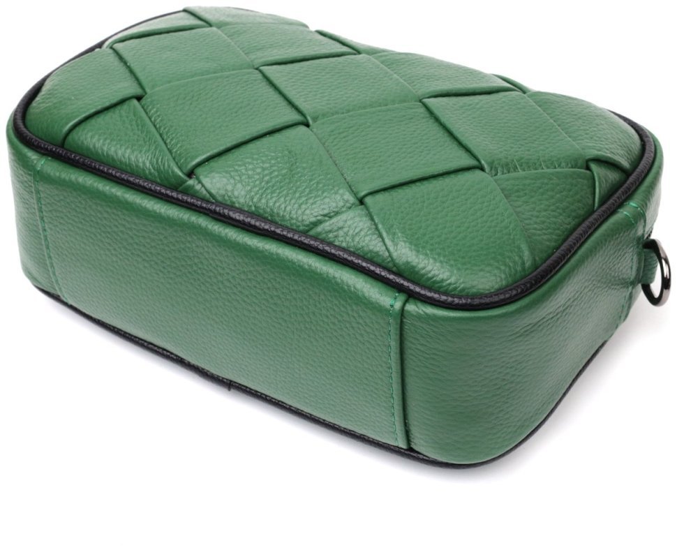 Элегантная кожаная сумка с переплетами для стильных женщин Vintage 22410 Зеленая фото №3 Элегантная кожаная сумка с переплетами для стильных женщин Vintage 22410 Зеленая modnotak фото №3