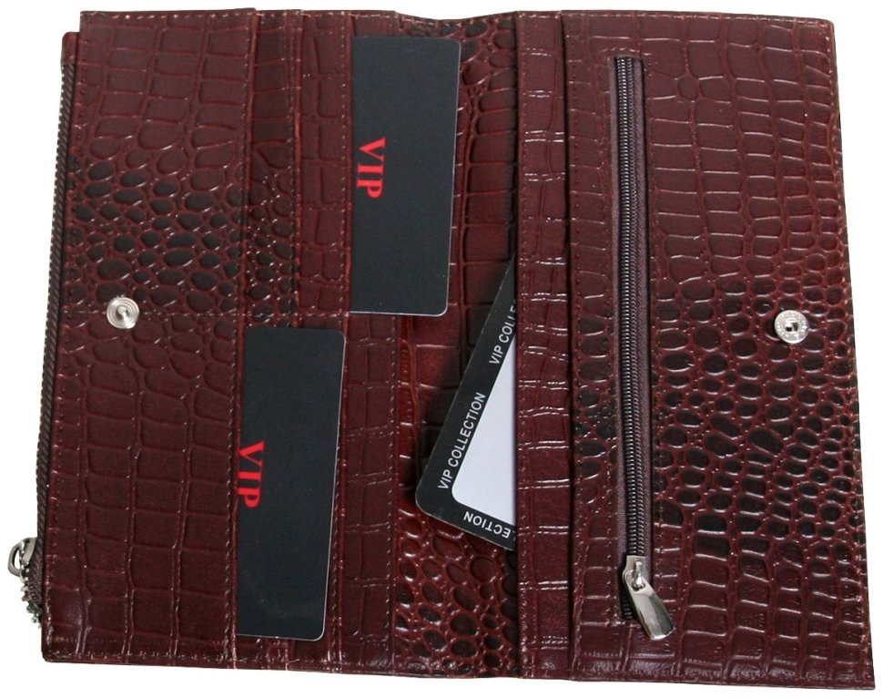 Клатч на блискавці з фактурою під крокодила Vip Collection 102626 (коричневий) фото №3 Клатч на блискавці з фактурою під крокодила Vip Collection 102626 (коричневий) modnotak фото №3