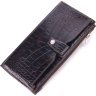 Лакированный мужской бумажник коричневого цвета из натуральной кожи под крокодила KARYA (2421424) - 1